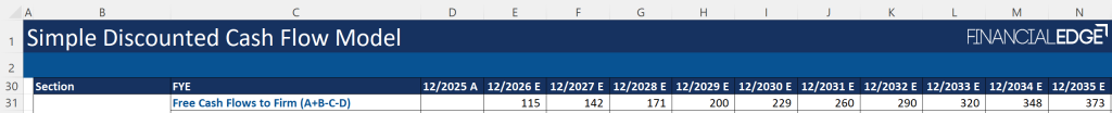 Simple Discounted Cash Flow Model - Financial Edge